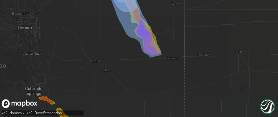 Hail map in Seibert, CO on June 22, 2026