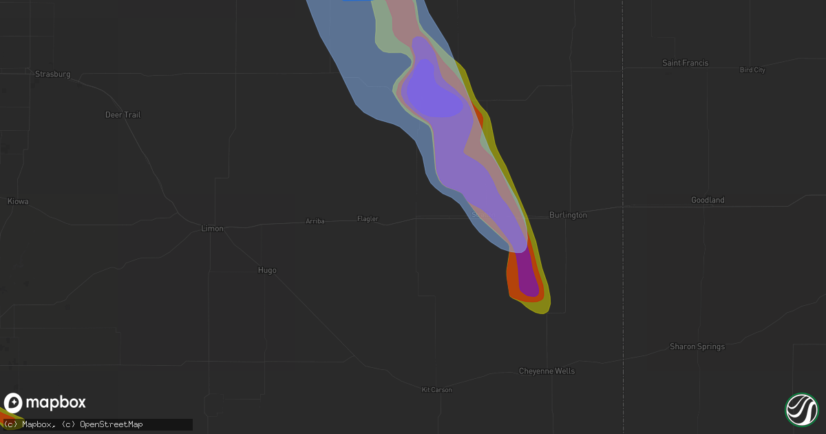 Hail map in Seibert, CO on June 22, 2026