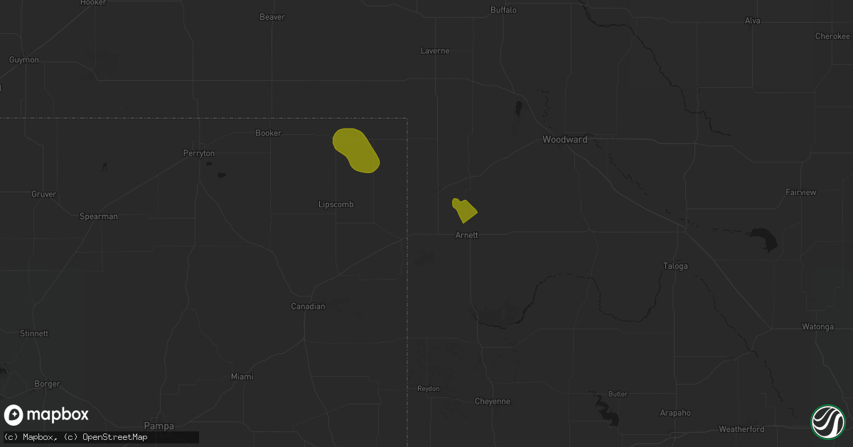 Hail map in Shattuck, OK on June 22, 2026
