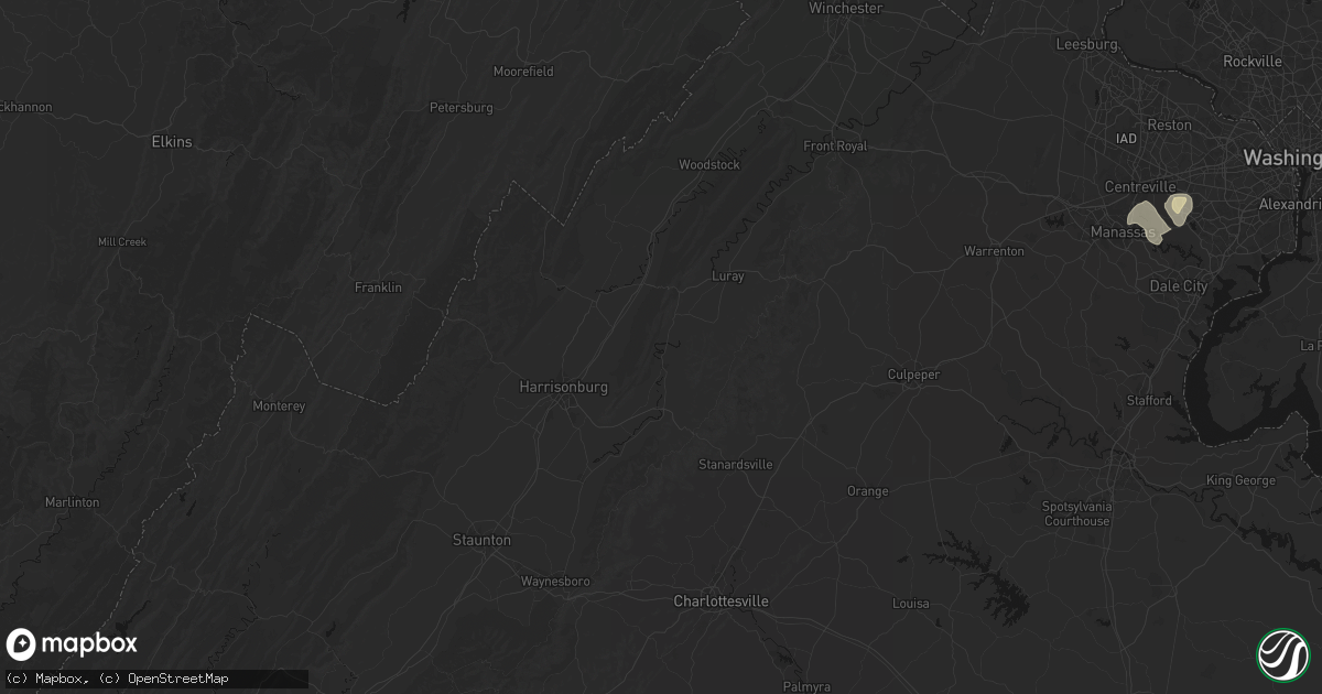 Hail map in Shenandoah, VA on June 22, 2026