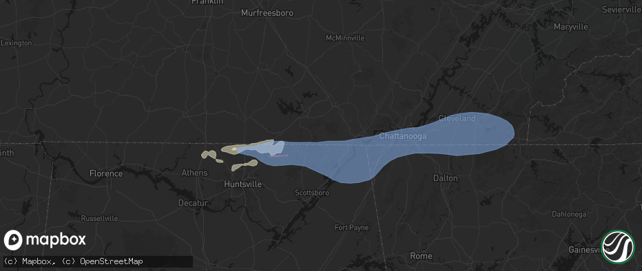 Hail map in Sherwood, TN on June 22, 2026