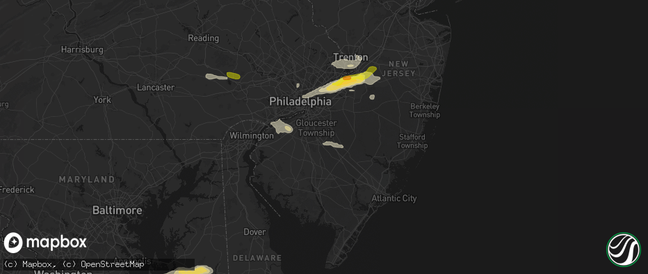 Hail map in Sicklerville, NJ on June 22, 2026
