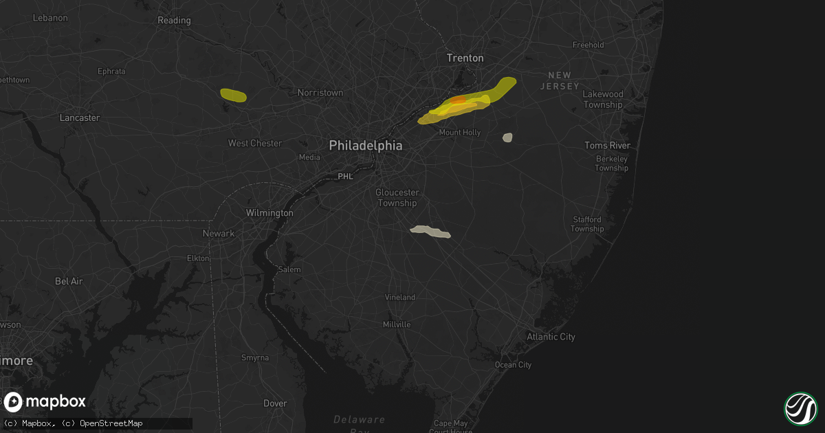 Hail map in Sicklerville, NJ on June 22, 2026
