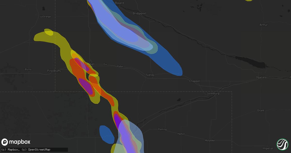 Hail map in Sidney, NE on June 22, 2026