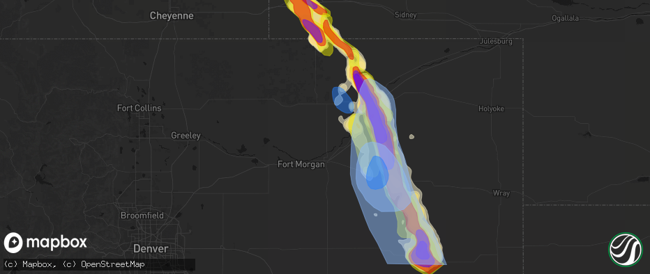 Hail map in Snyder, CO on June 22, 2026
