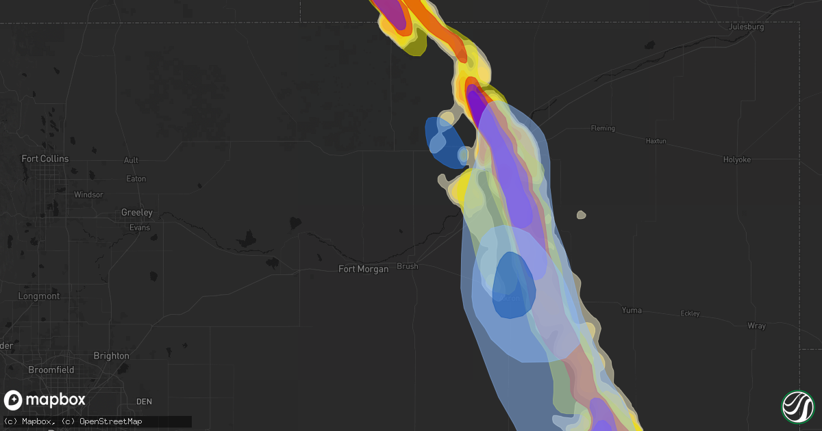 Hail map in Snyder, CO on June 22, 2026