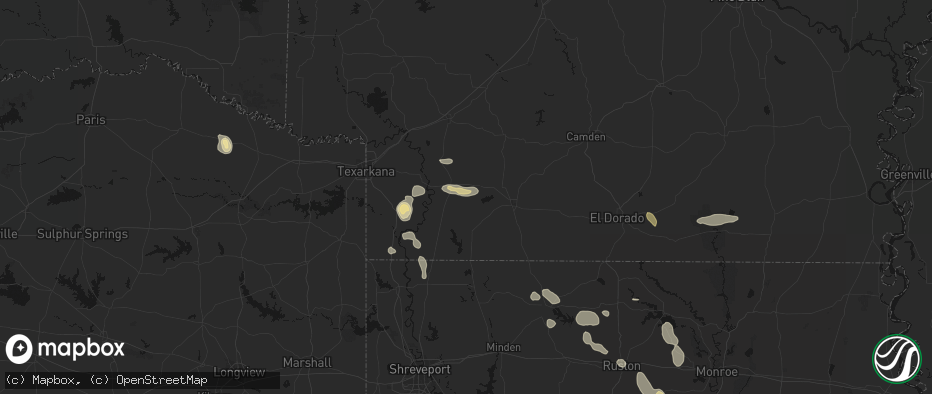 Hail map in Stamps, AR on June 22, 2026