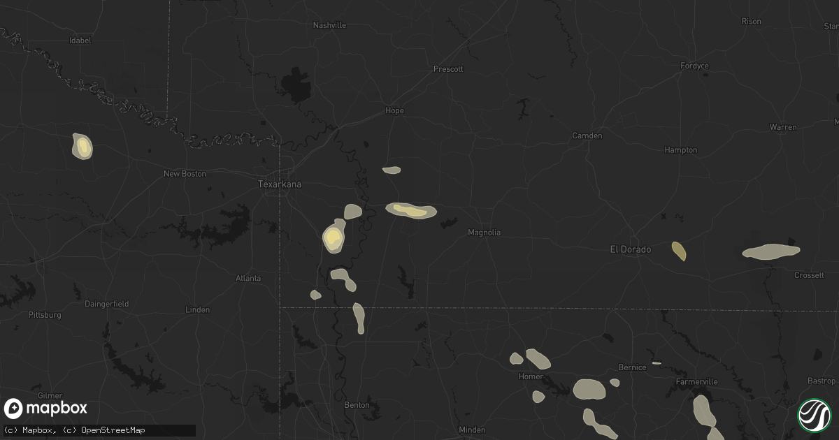 Hail map in Stamps, AR on June 22, 2026