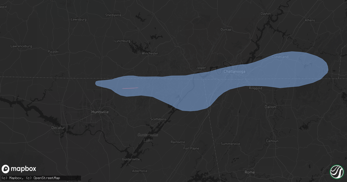 Hail map in Stevenson, AL on June 22, 2026