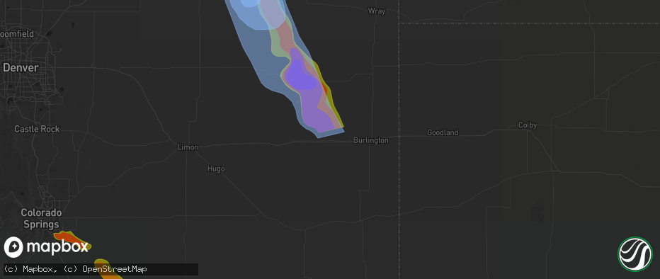 Hail map in Stratton, CO on June 22, 2026