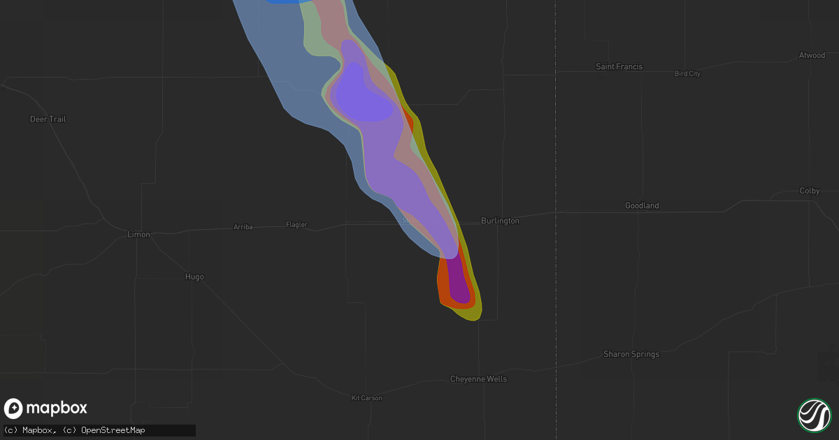 Hail map in Stratton, CO on June 22, 2026