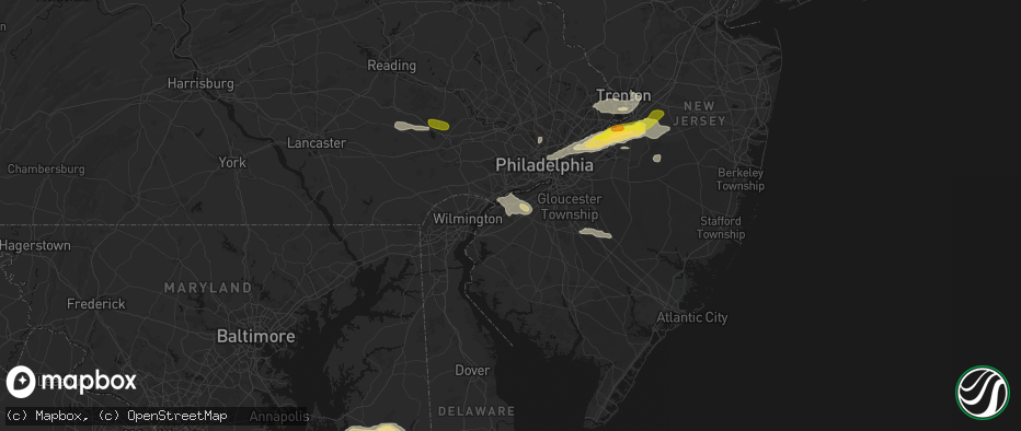 Hail map in Swedesboro, NJ on June 22, 2026