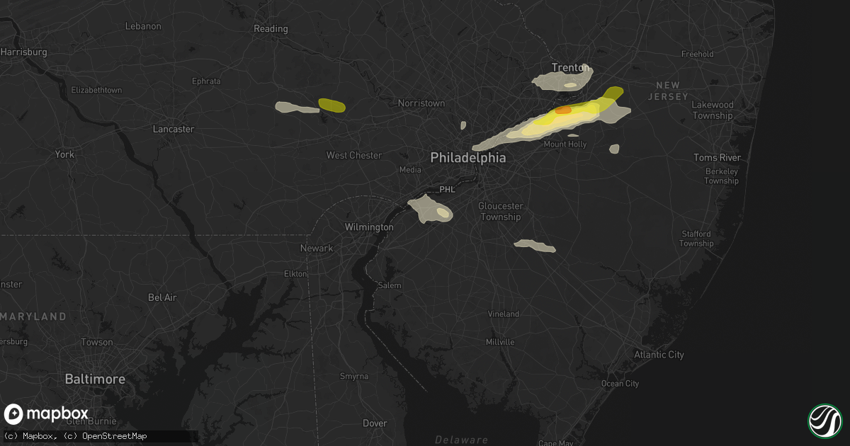 Hail map in Swedesboro, NJ on June 22, 2026