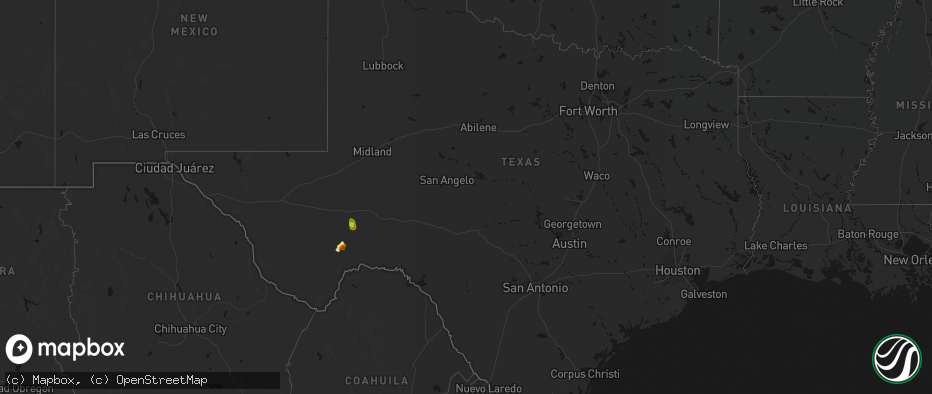 Hail map in Texas on June 22, 2026
