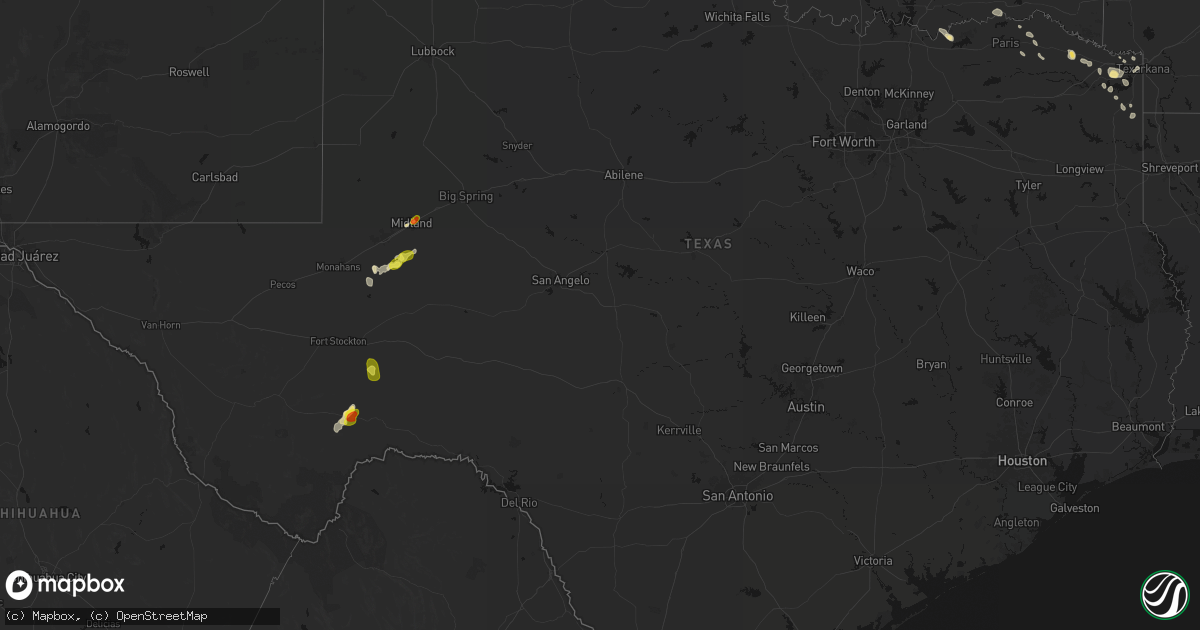 Hail map in Texas on June 22, 2026