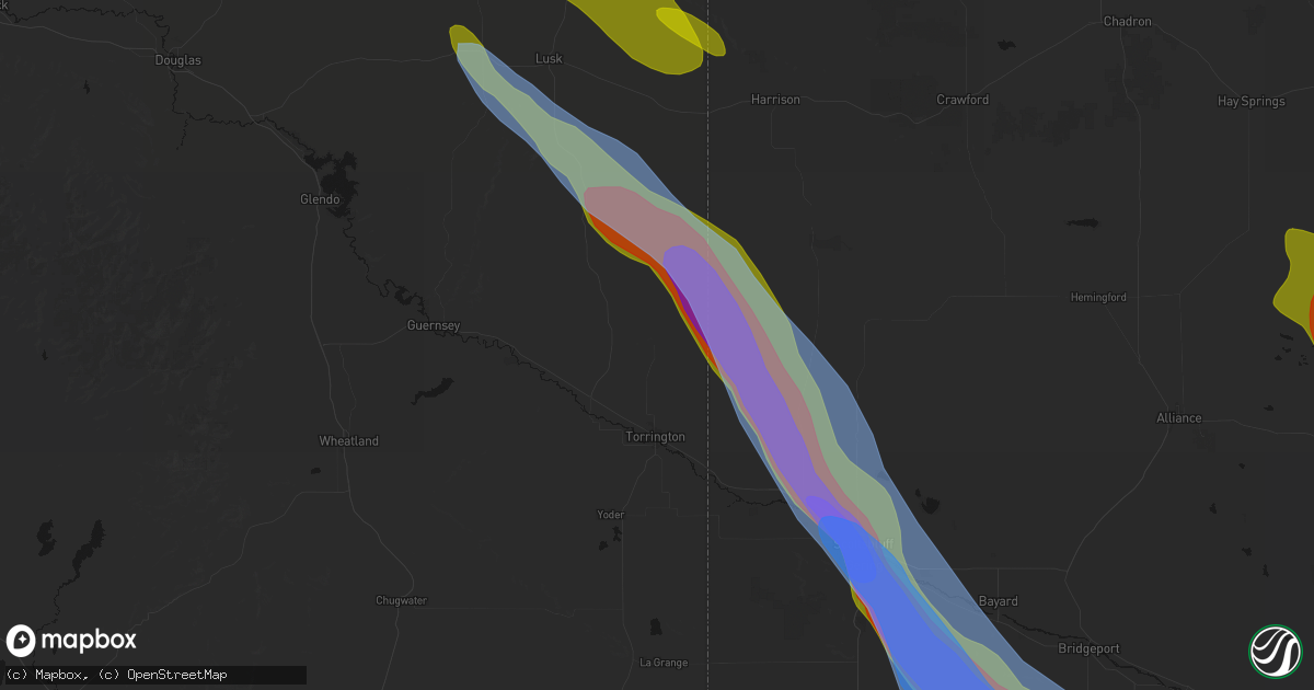 Hail map in Torrington, WY on June 22, 2026