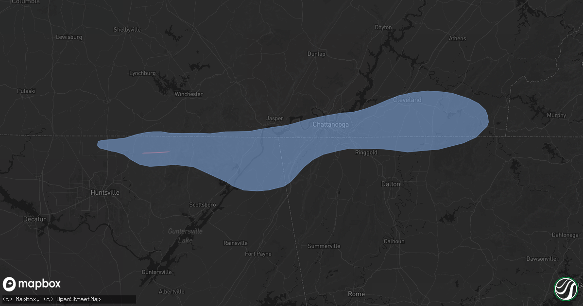 Hail map in Trenton, GA on June 22, 2026