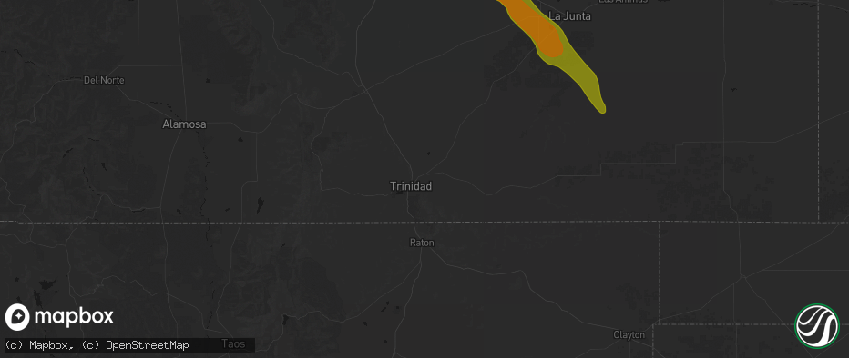 Hail map in Trinidad, CO on June 22, 2026