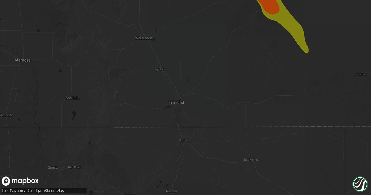 Hail map in Trinidad, CO on June 22, 2026
