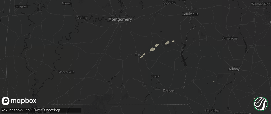 Hail map in Troy, AL on June 22, 2026
