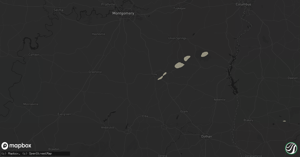 Hail map in Troy, AL on June 22, 2026