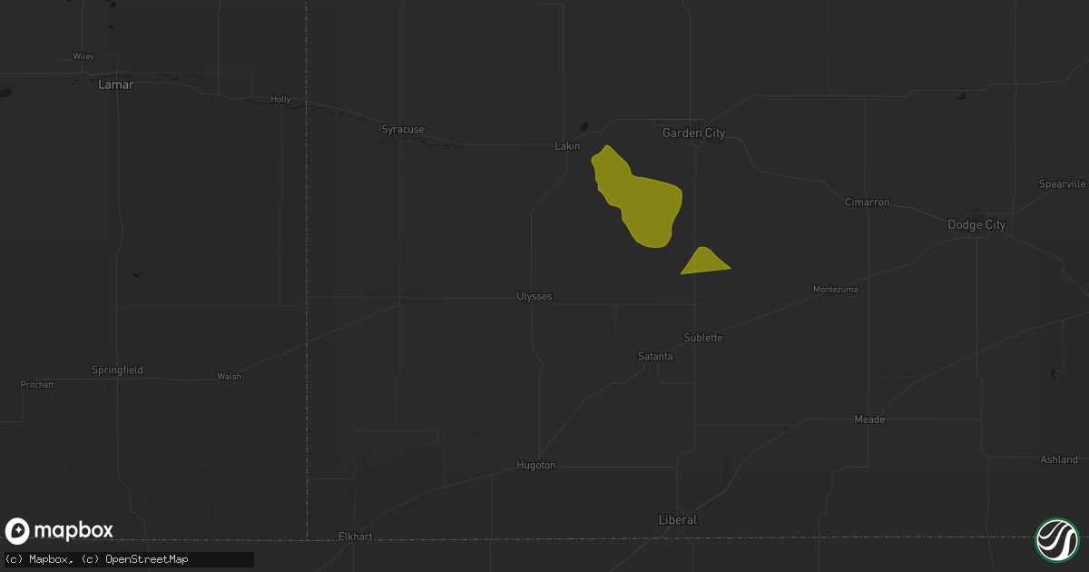 Hail map in Ulysses, KS on June 22, 2026