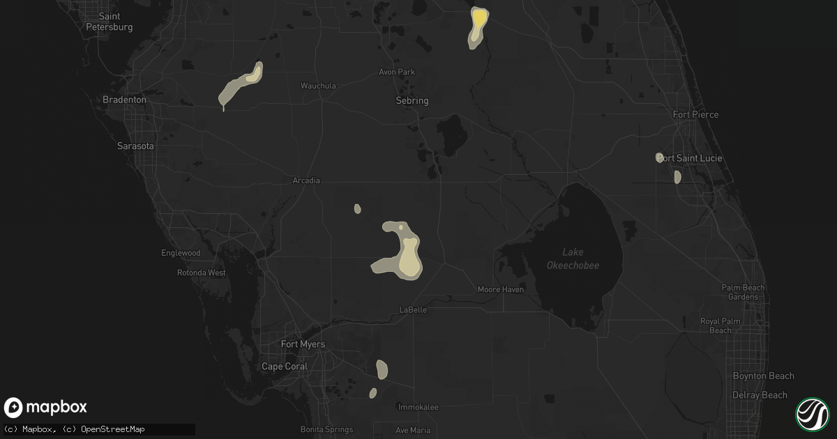 Hail map in Venus, FL on June 22, 2026