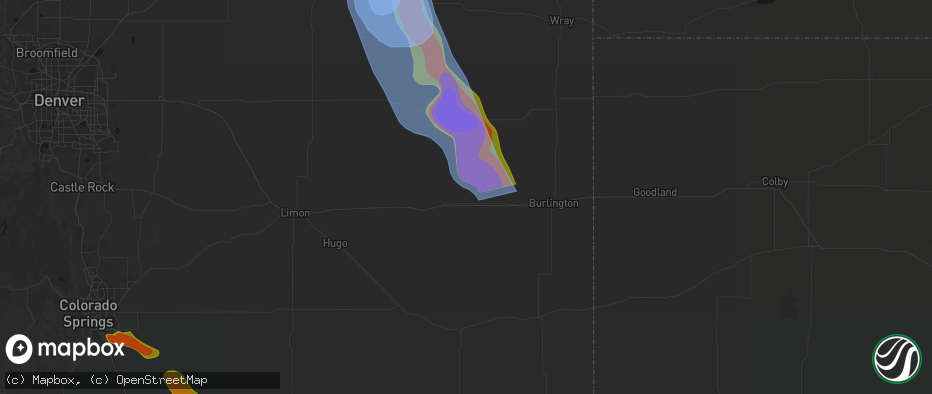 Hail map in Vona, CO on June 22, 2026