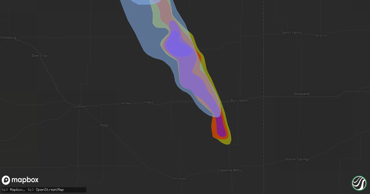 Hail map in Vona, CO on June 22, 2026