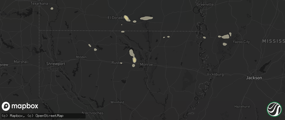Hail map in West Monroe, LA on June 22, 2026