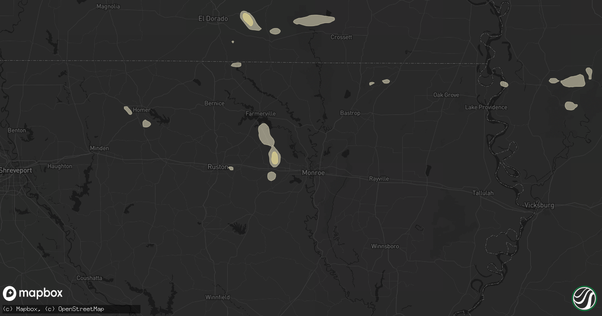 Hail map in West Monroe, LA on June 22, 2026