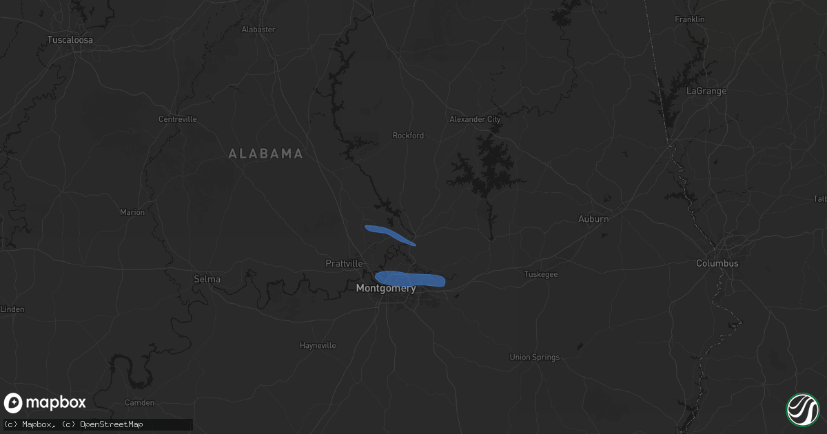Hail map in Wetumpka, AL on June 22, 2026