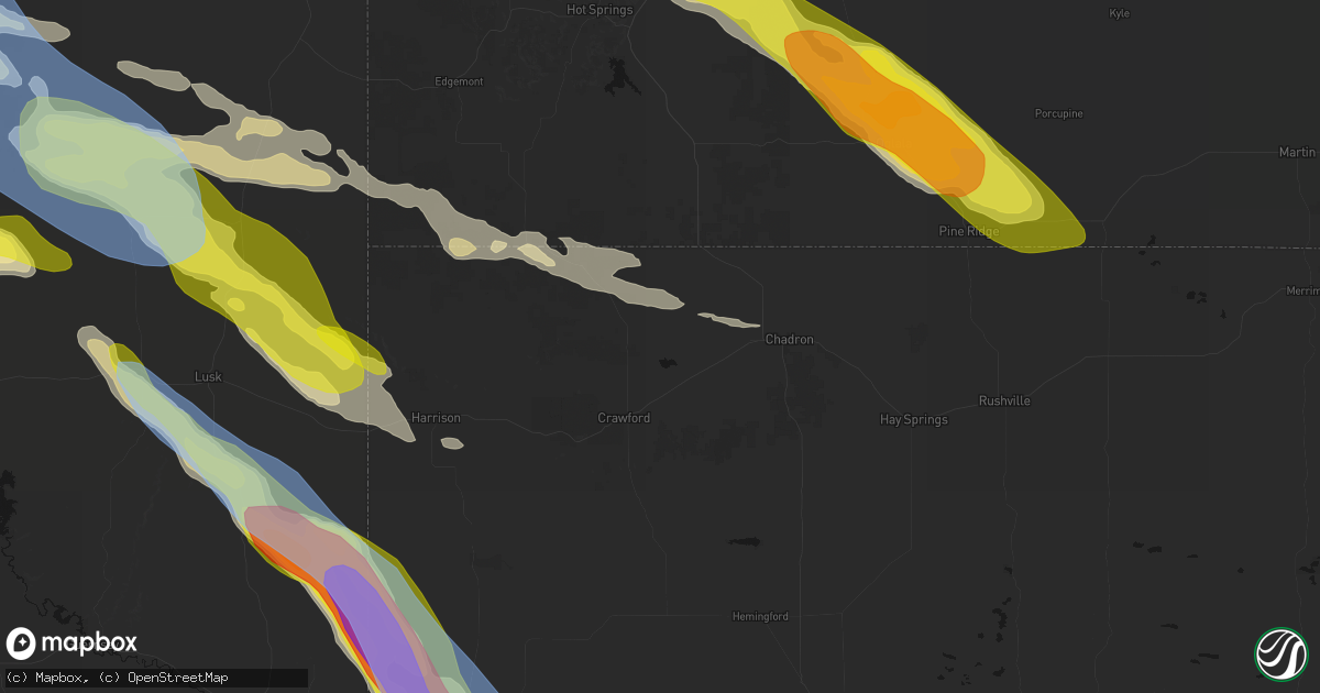 Hail map in Whitney, NE on June 22, 2026
