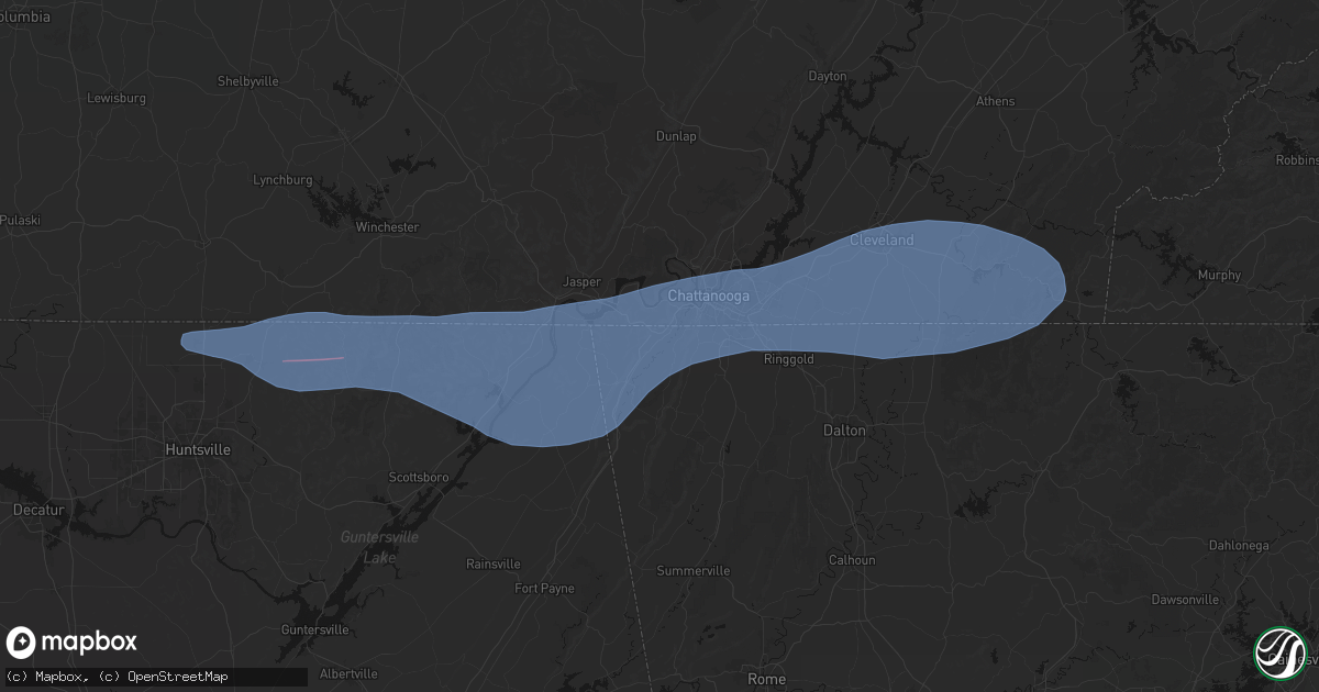 Hail map in Wildwood, GA on June 22, 2026