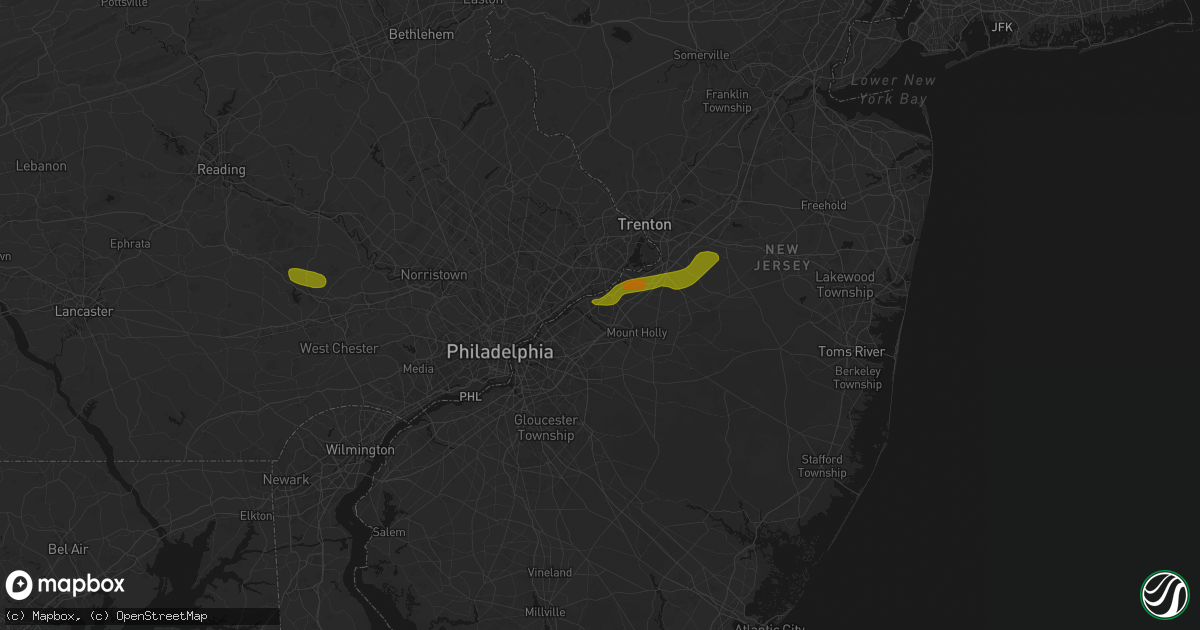 Hail map in Willingboro, NJ on June 22, 2026
