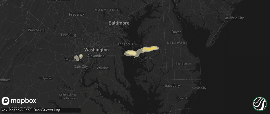Hail map in Wittman, MD on June 22, 2026