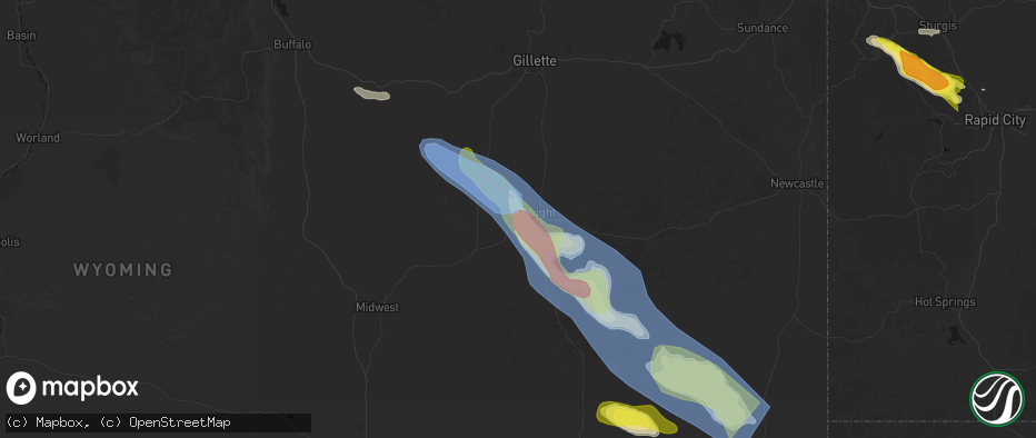 Hail map in Wright, WY on June 22, 2026