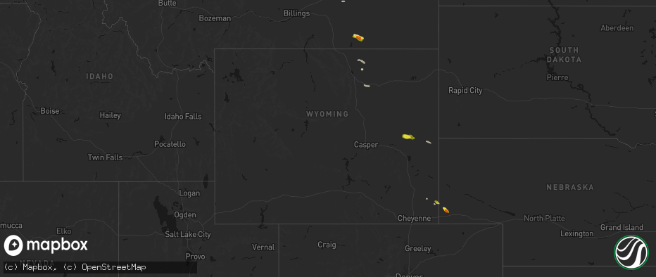 Hail map in Wyoming on June 22, 2026