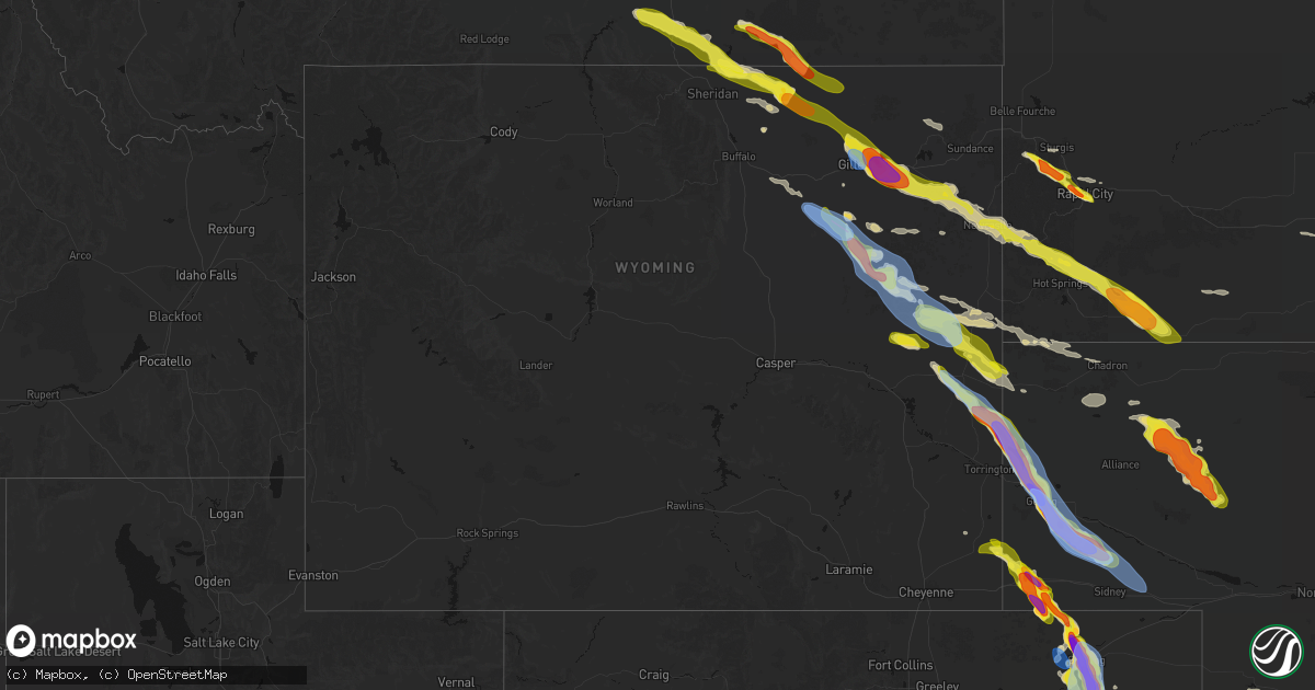 Hail map in Wyoming on June 22, 2026