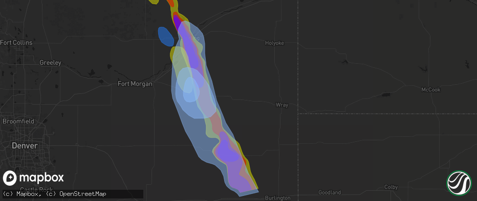 Hail map in Yuma, CO on June 22, 2026