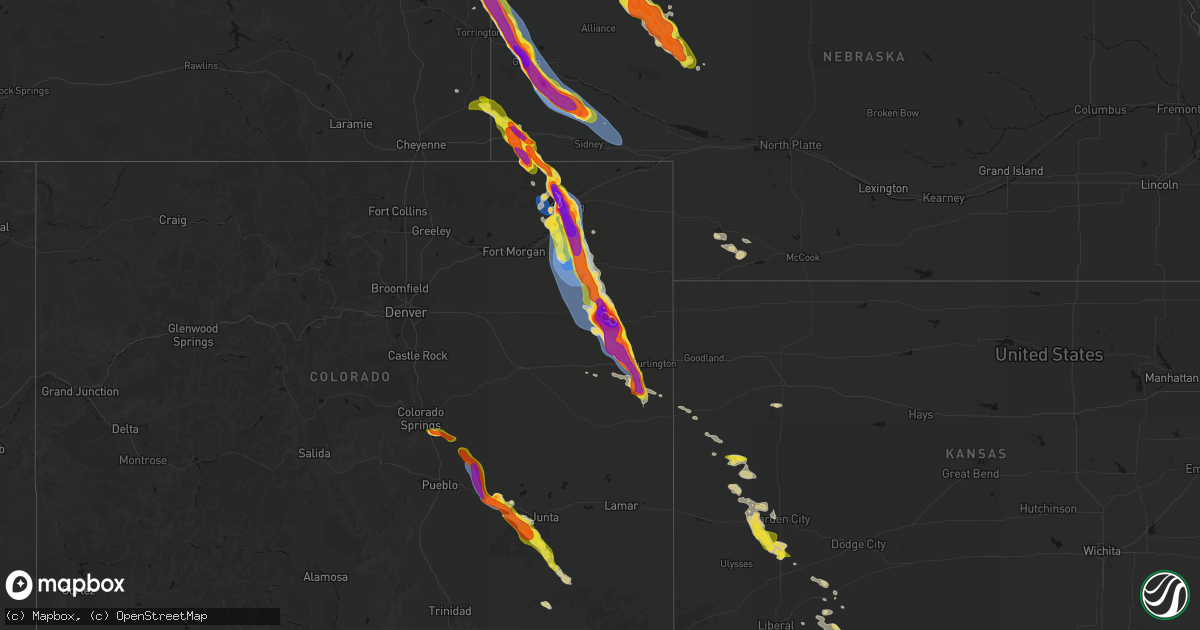 Hail map on June 22, 2026