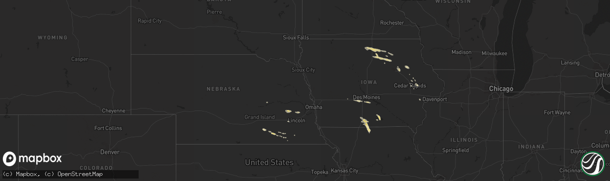 Hail map in Iowa on June 23, 2012