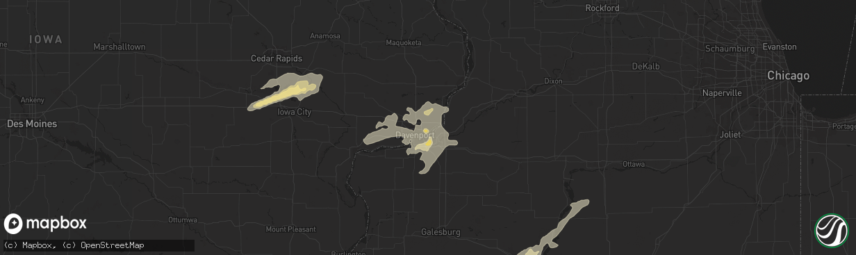 Hail map in Bettendorf, IA on June 23, 2013