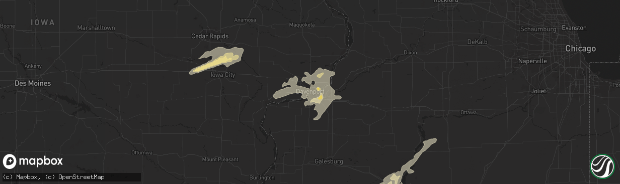 Hail map in Davenport, IA on June 23, 2013