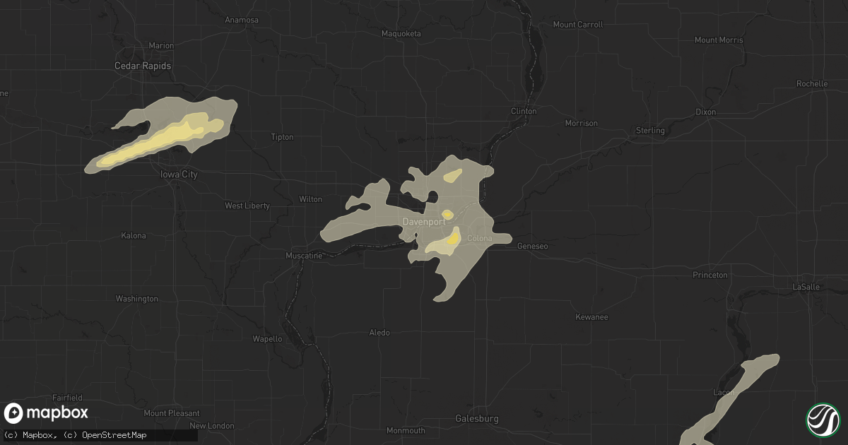 Hail map in Davenport, IA on June 23, 2013