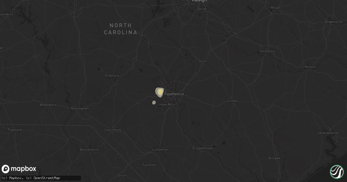 Hail map in Fayetteville, NC on June 23, 2013