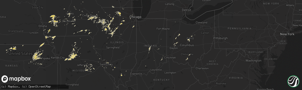 Hail map in Indiana on June 23, 2013