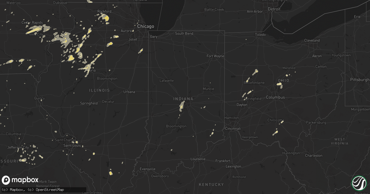 Hail map in Indiana on June 23, 2013