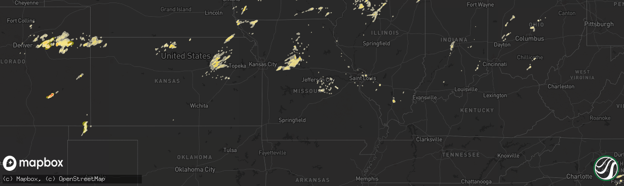 Hail map in Missouri on June 23, 2013