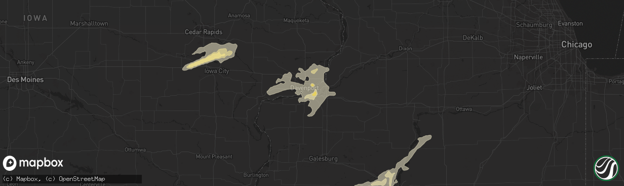 Hail map in Moline, IL on June 23, 2013